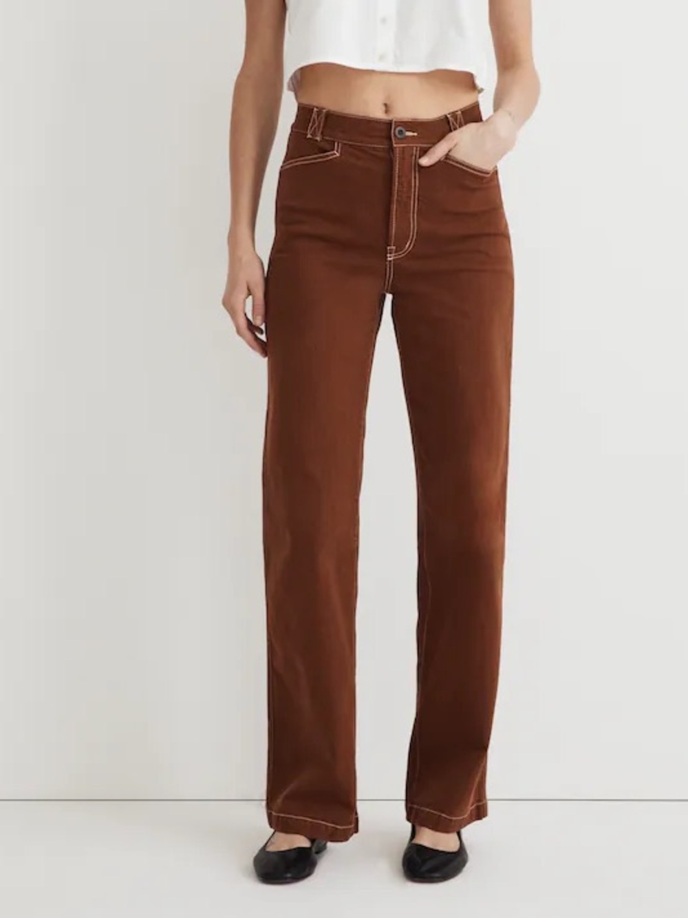 Madewell The Emmett Wide-Leg Pant Garment Dyed Edition Clifftop Brown 29 Barrel